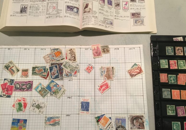 a stamp mix sorted by year.
